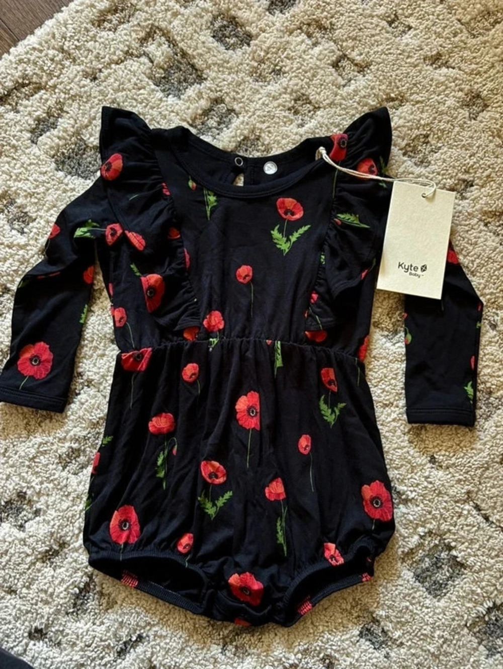 Kyte Baby Midnight Poppies Bubble Romper 18-24M New Retired